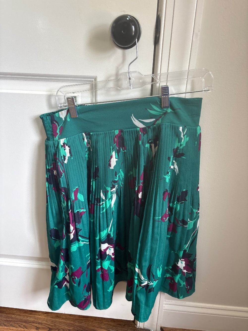 Merona Target Teal Floral Pleated Pull-On Midi Skirt NWT